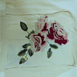 Anthropology Floral Embroidered Cardigan Size M